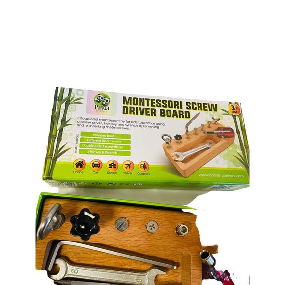Montessori Screw Driver Board By Panda Brothers 8" x 4" x 2" - Picture 2 of 8